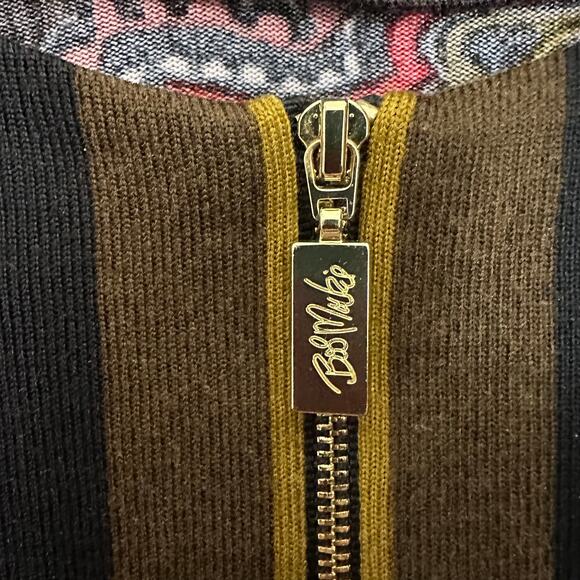 Bob Mackie Full Zip Cardigan Womens Medium Jacket Dark Floral Gold Tone Accents - Picture 4 of 6